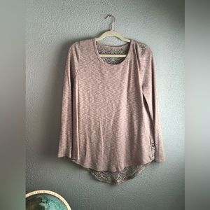 NWT pale pink knit top with woven detail